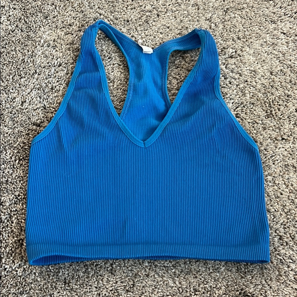 FP Movement by Free People Blue Ribbed Sports Bra